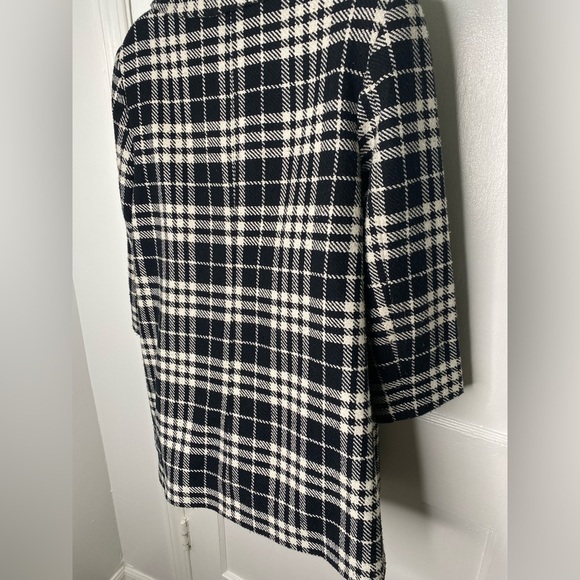 ANN TAYLOR Wool Size 10 Plaid Women's Black & White Plaid Peacoat w Buttons - Picture 6 of 9